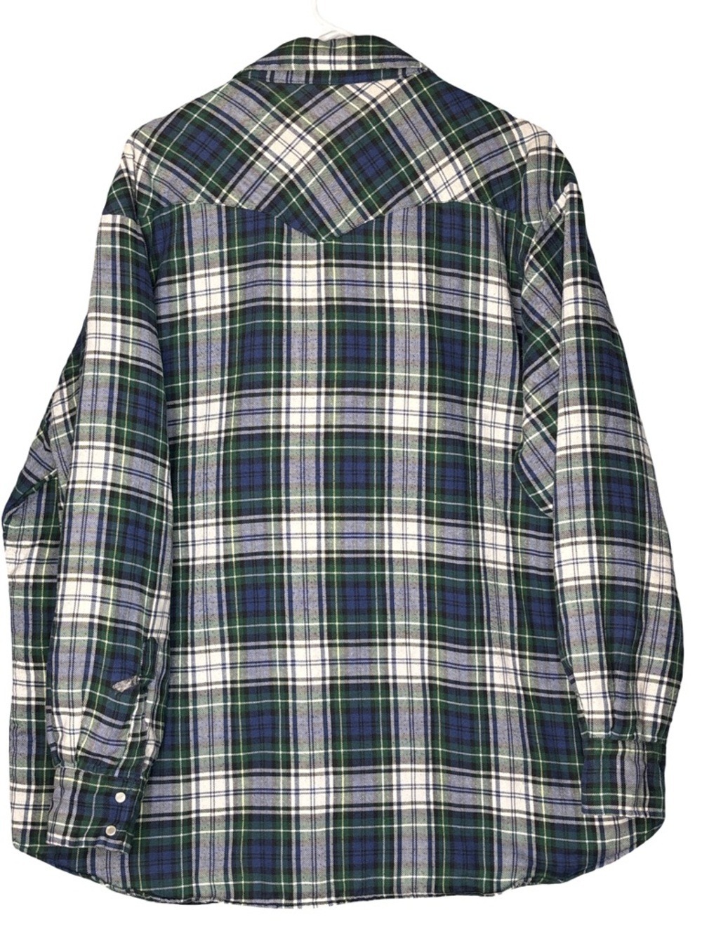 Men's Green Blue Plaid Flannel Quilted XXL Jacket - Picture 3 of 7